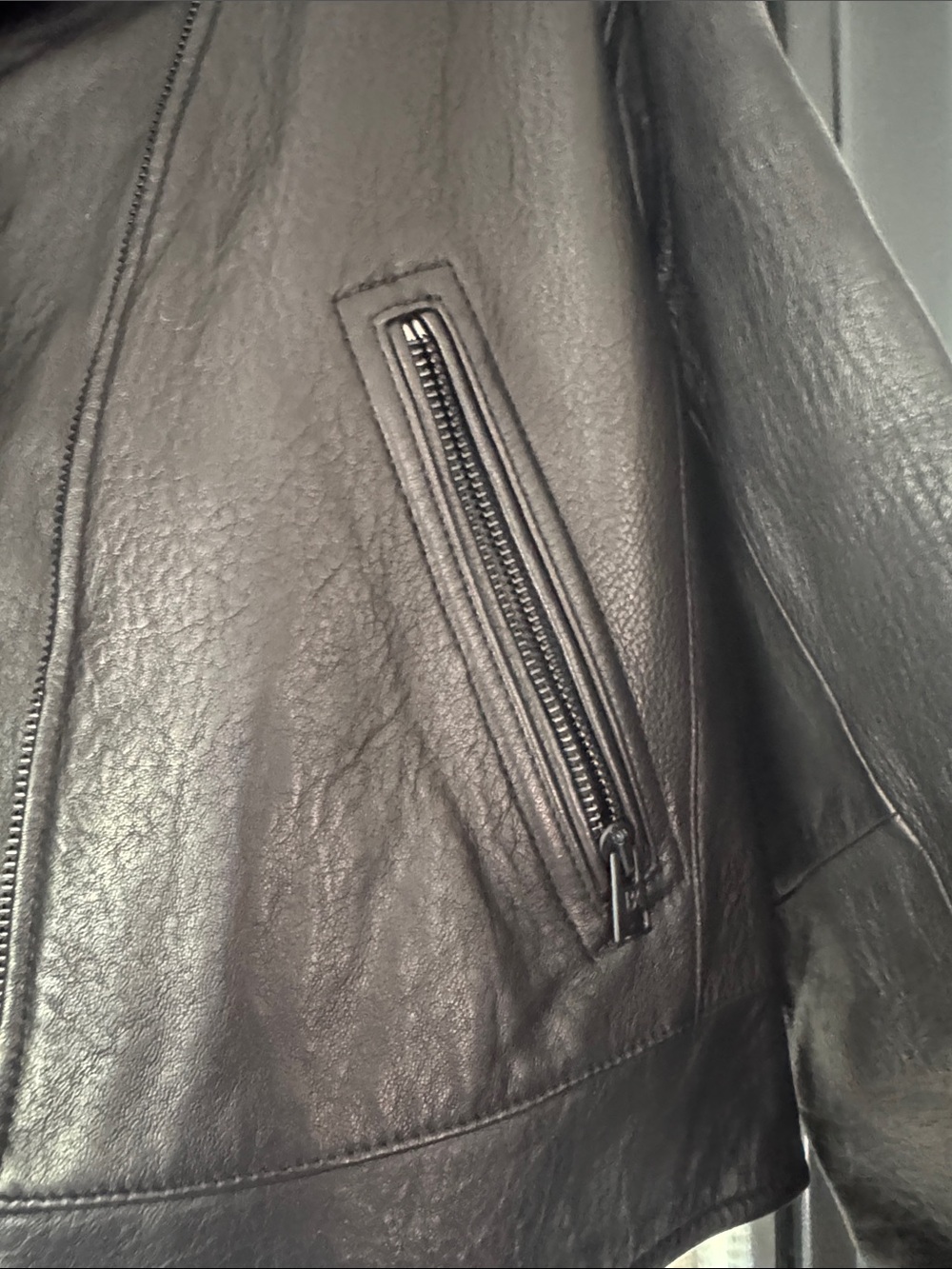 NWT Banana Republic Essential Black Leather Jacket with Zip Pockets XL - Picture 5 of 13